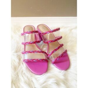 Sage + Simple Hot Pink Clear Chunky Heel Sandals